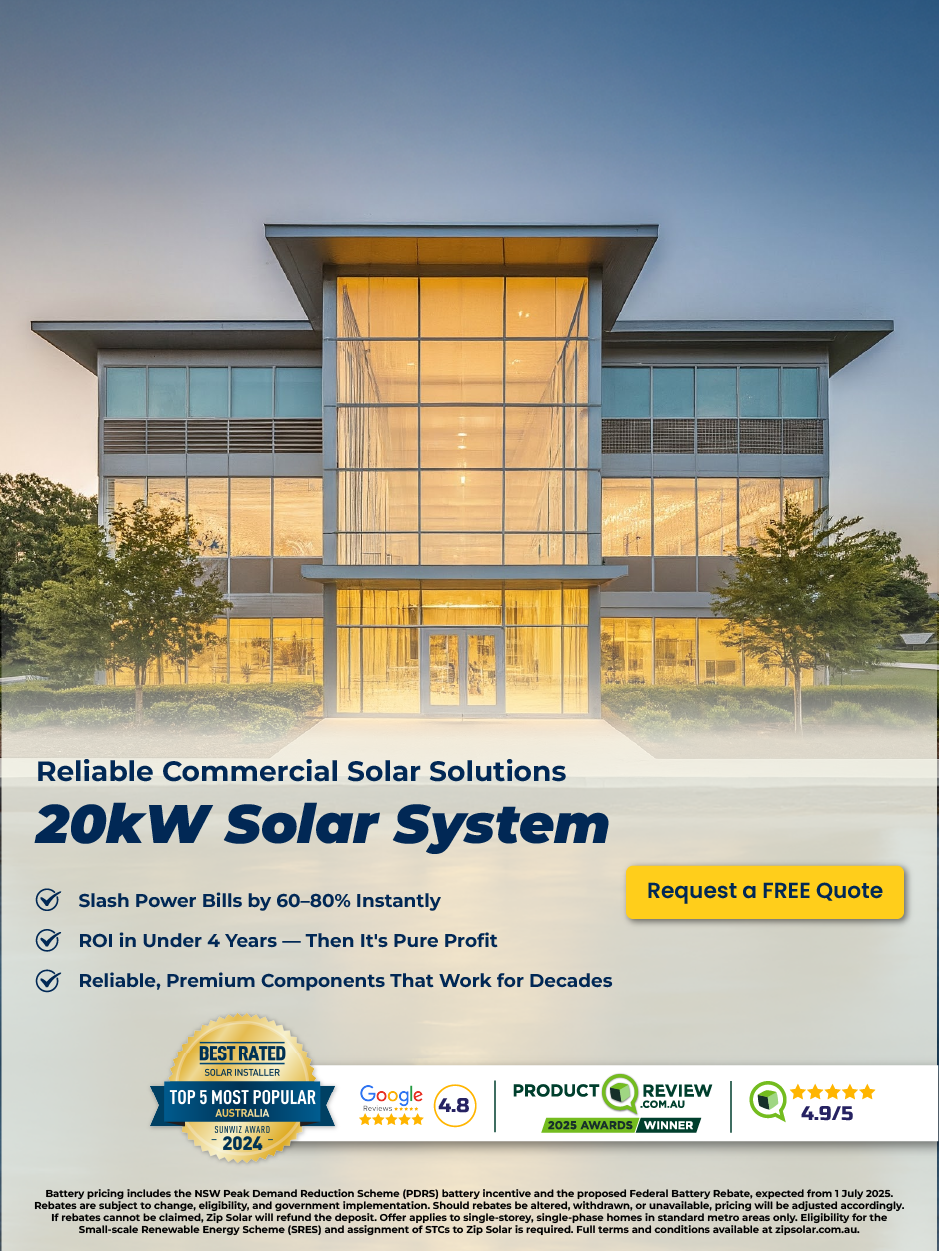 20kw solar panel system sale mobile banner for Australian location