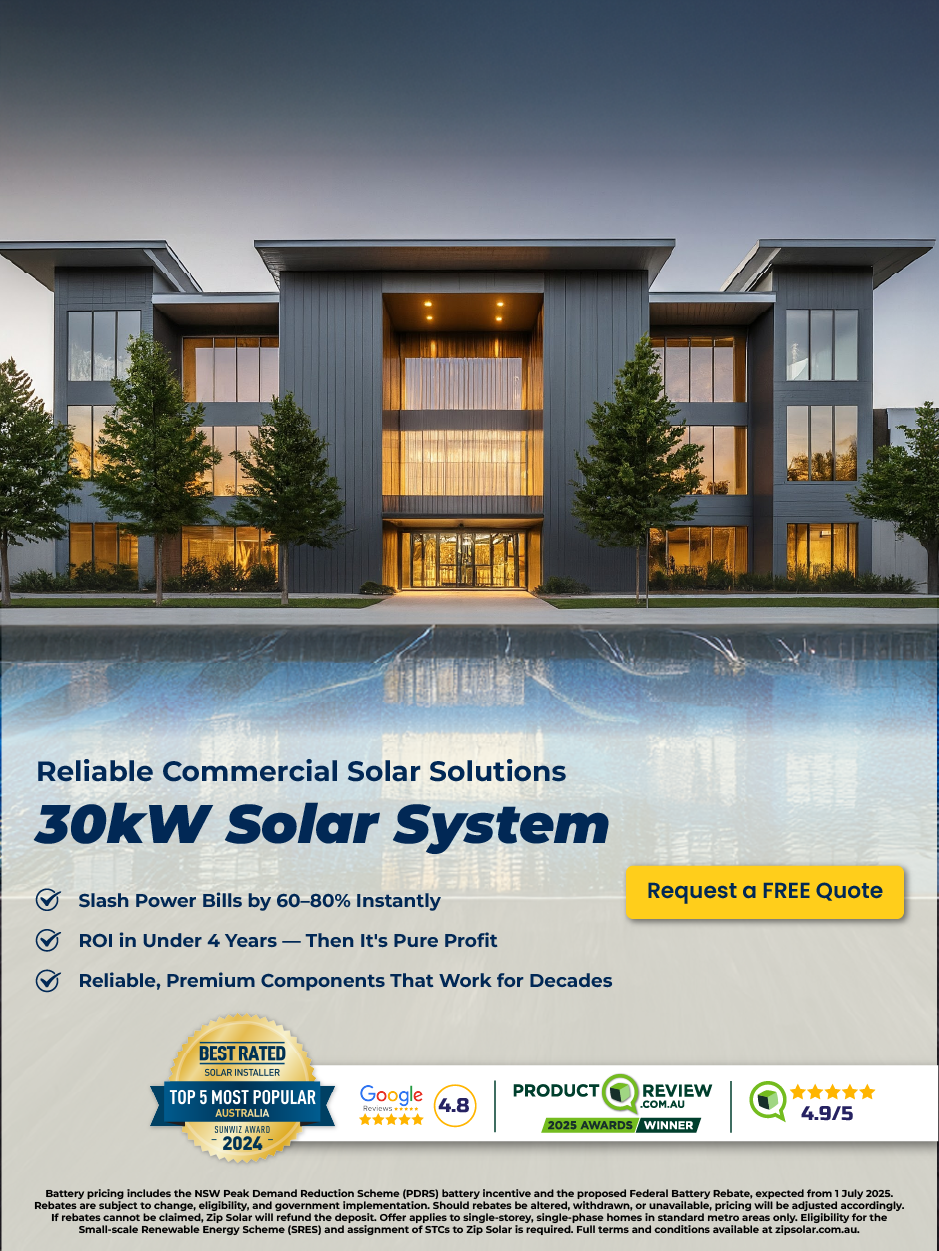 30kw solar panel system sale mobile banner for Australian location