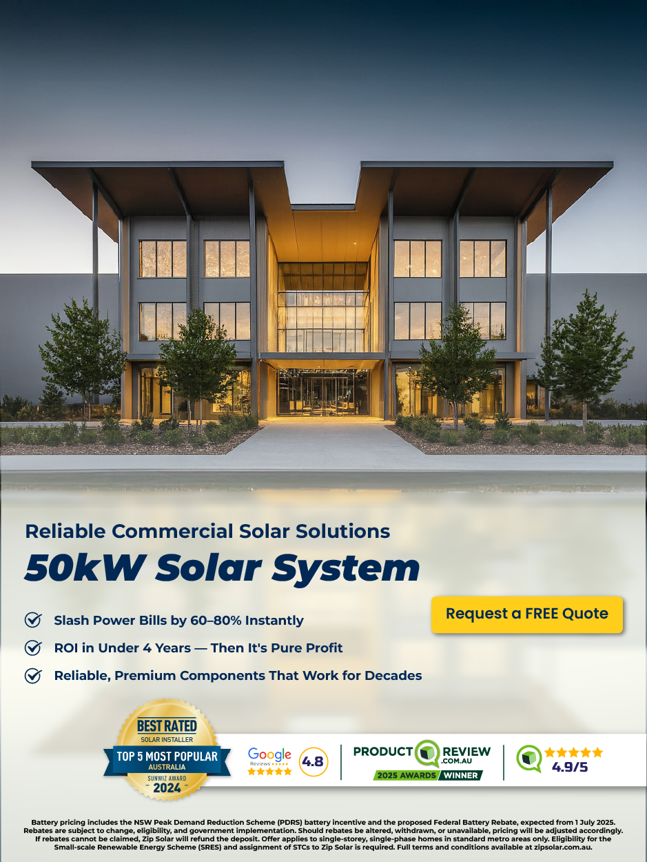 50kw solar panel system sale mobile banner for Australian location