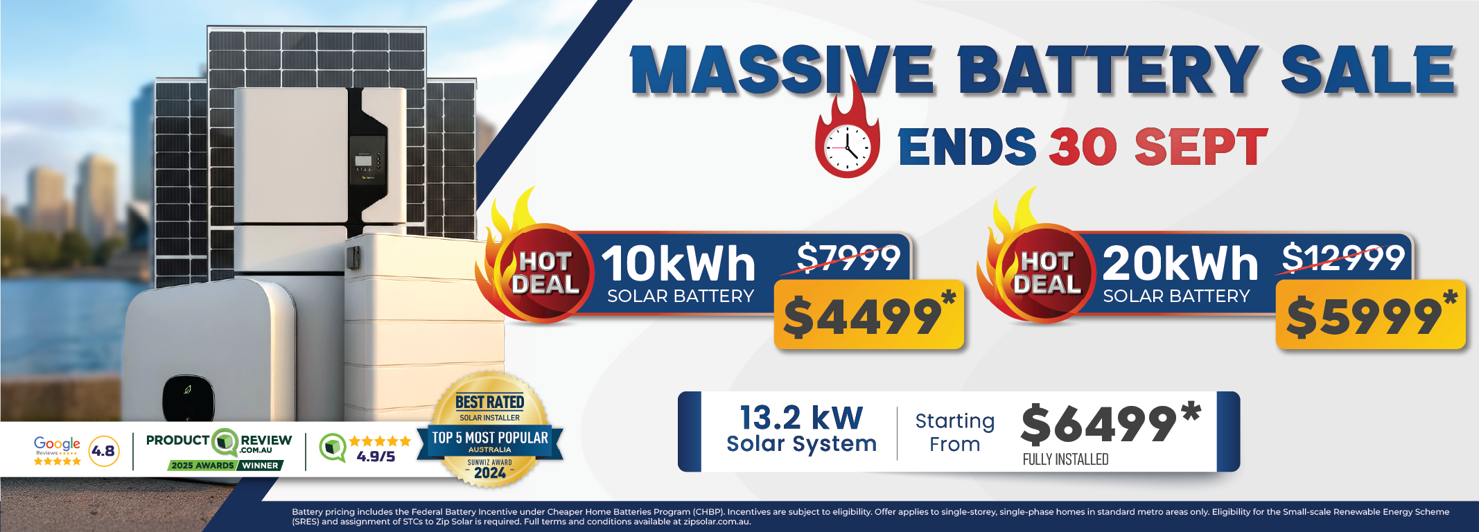 Solar panel system sale banner for Australia
