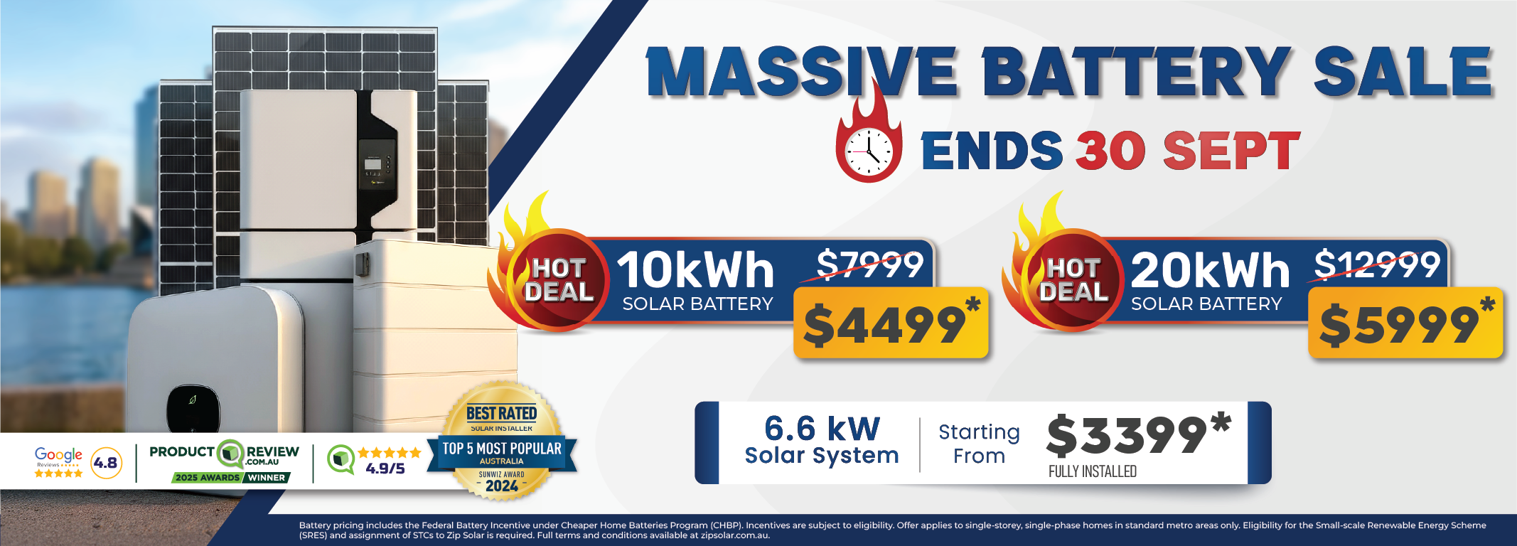 Solar panel system sale banner for Australia
