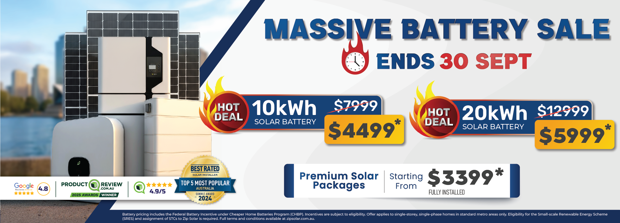 Solar panel system sale banner for Australia