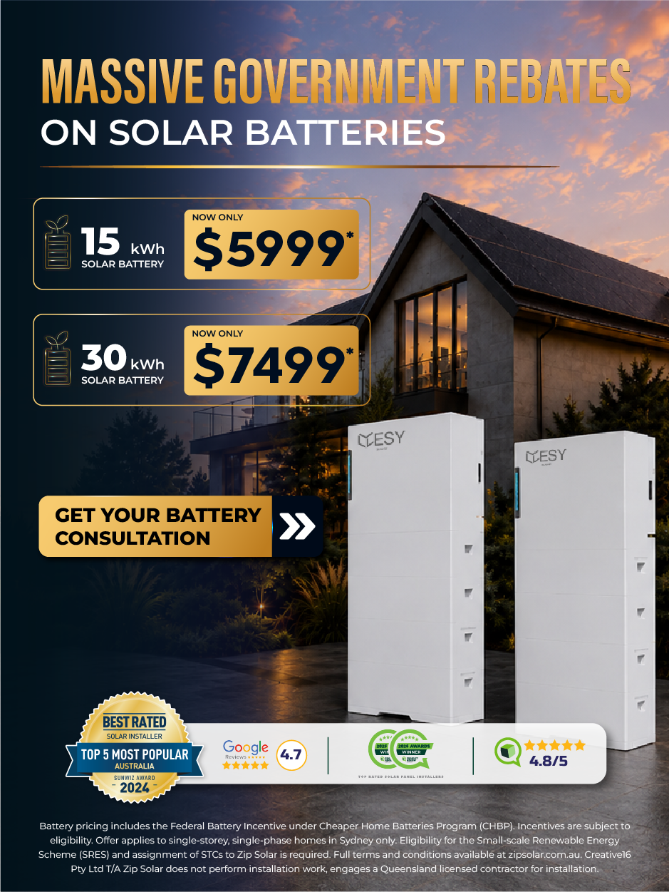 Solar panel system sale mobile banner for New south wales regional location