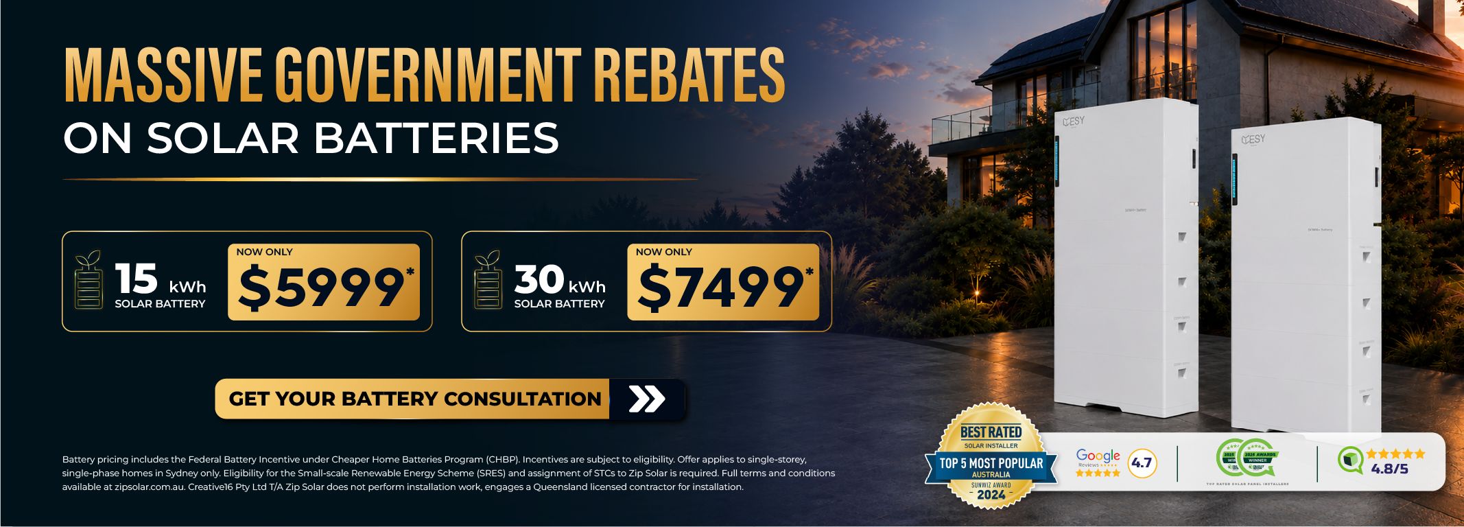 Solar panel system sale banner for New south wales regional location