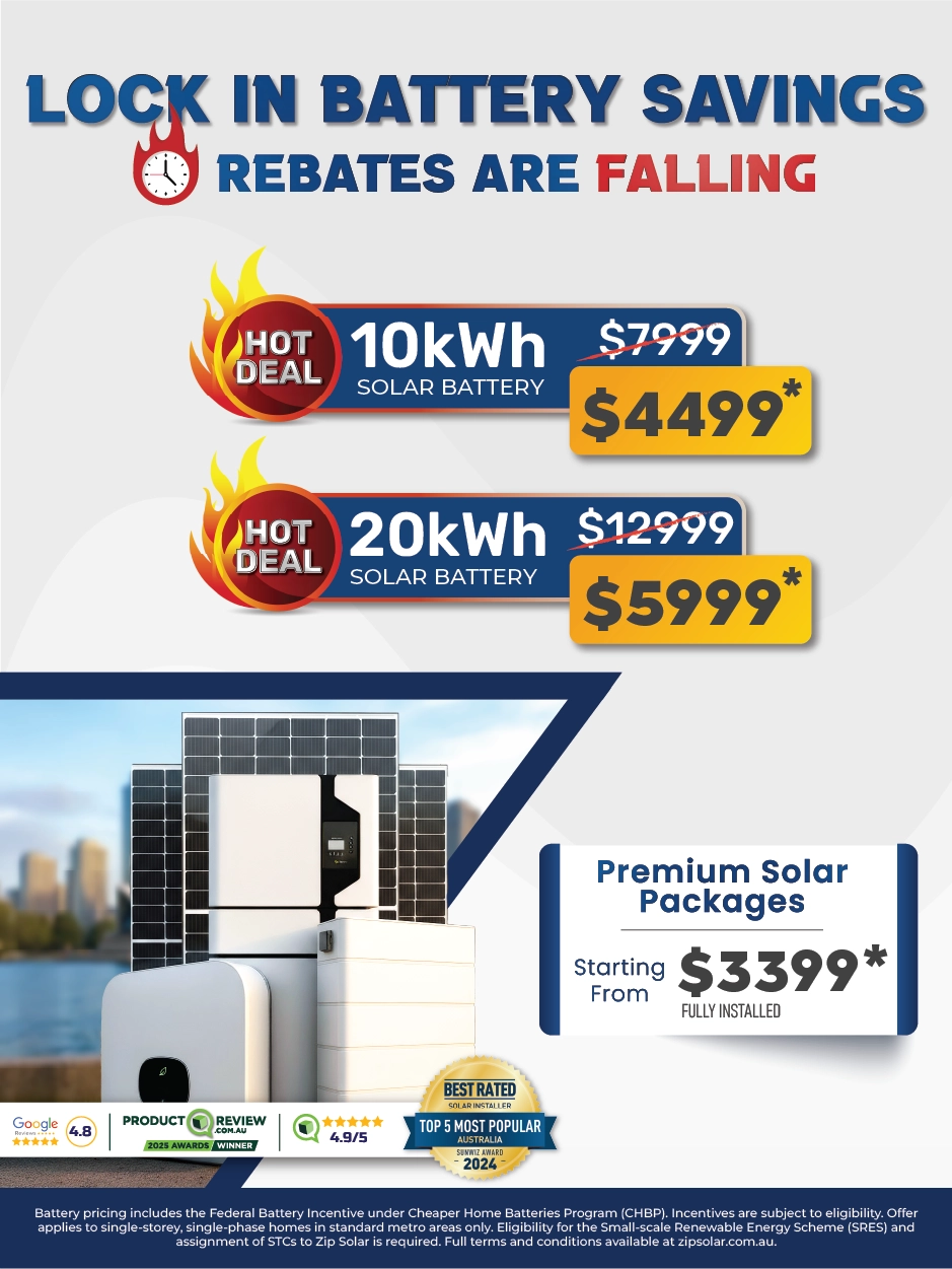Solar panel system sale mobile banner for New south wales metro location