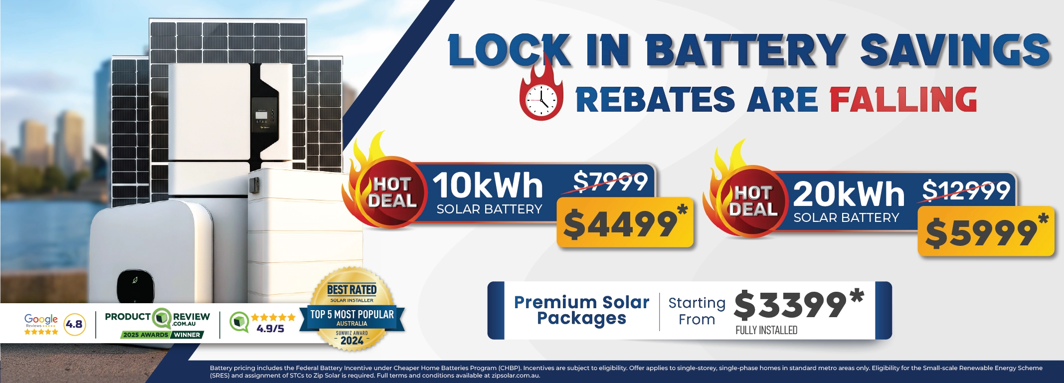 Solar panel system sale banner for New south wales metro location
