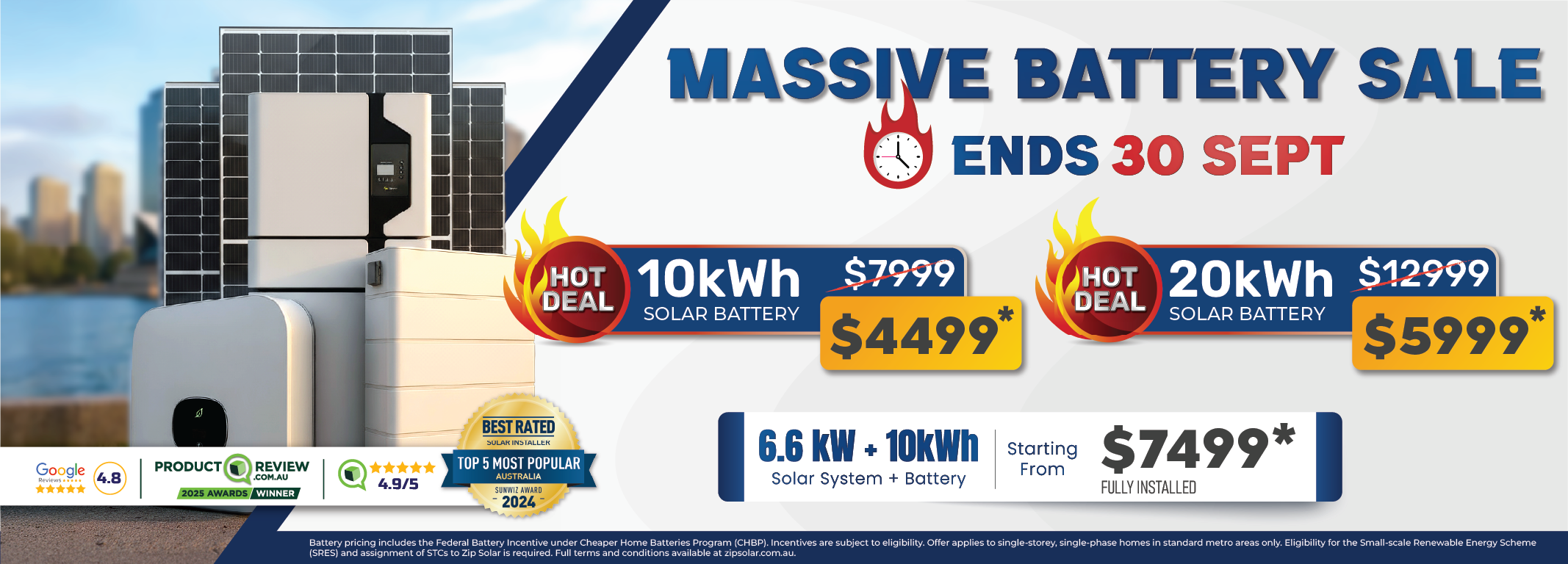 Solar panel system sale banner for Australia