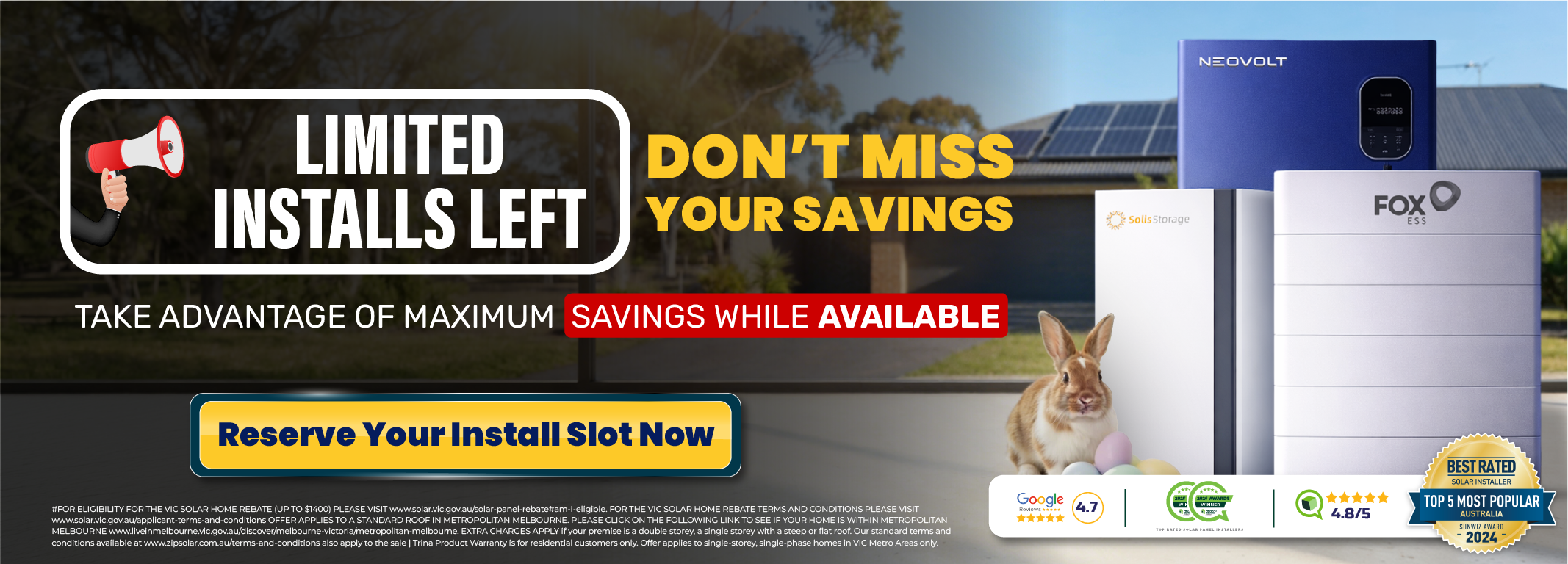 Solar panel system sale banner for New south wales metro location