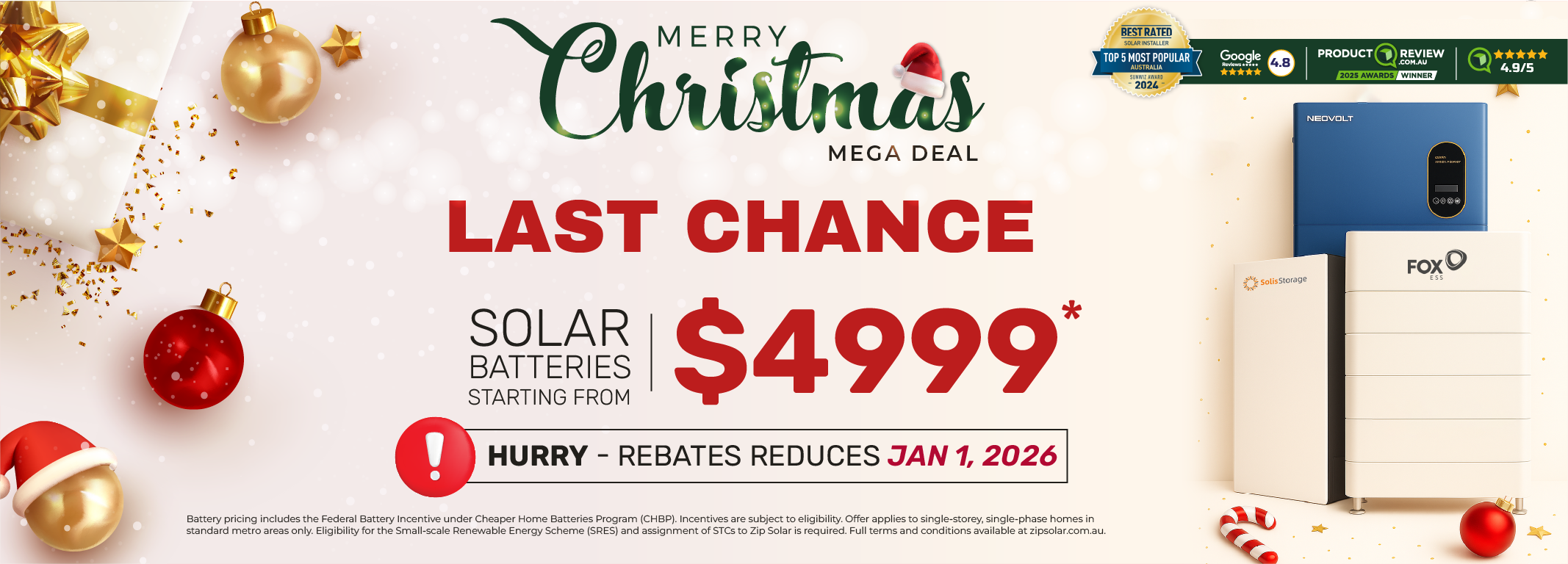 Solar panel system sale banner for New south wales metro location