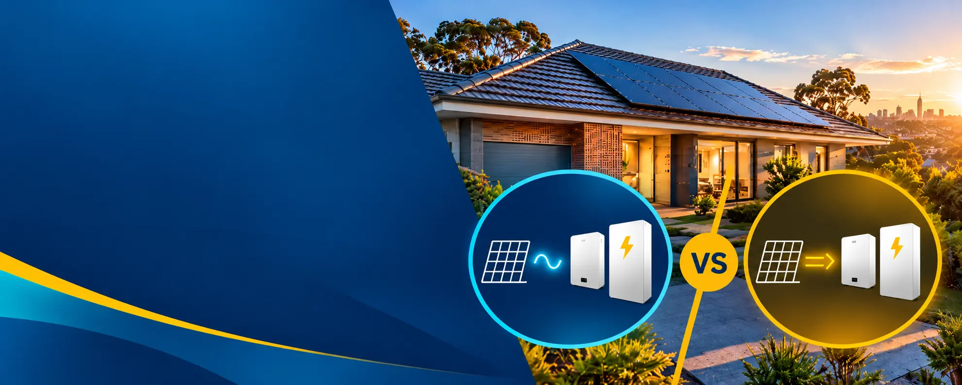 Image showing AC vs DC coupled battery systems for an existing solar-powered home.