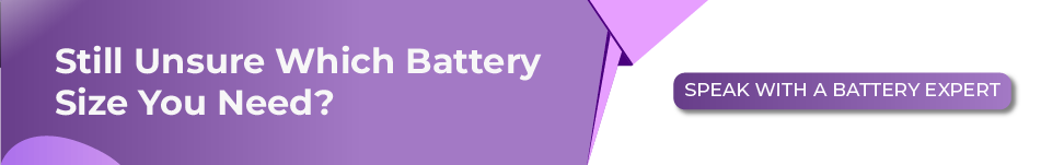 Call-to-action banner encouraging homeowners to speak with a battery expert to choose the right solar battery size for their home and energy usage