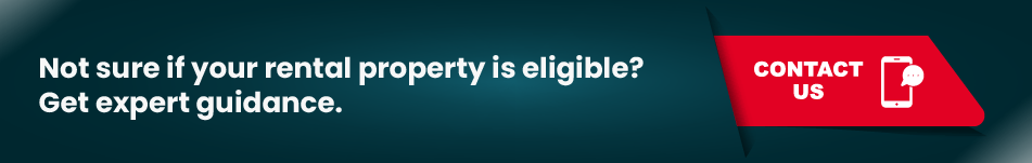 Call to action banner inviting landlords to check if their rental property is eligible for the Supercharged Solar for Renters program