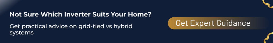 CTA banner inviting homeowners to get expert guidance on choosing between grid-tied and hybrid solar inverters