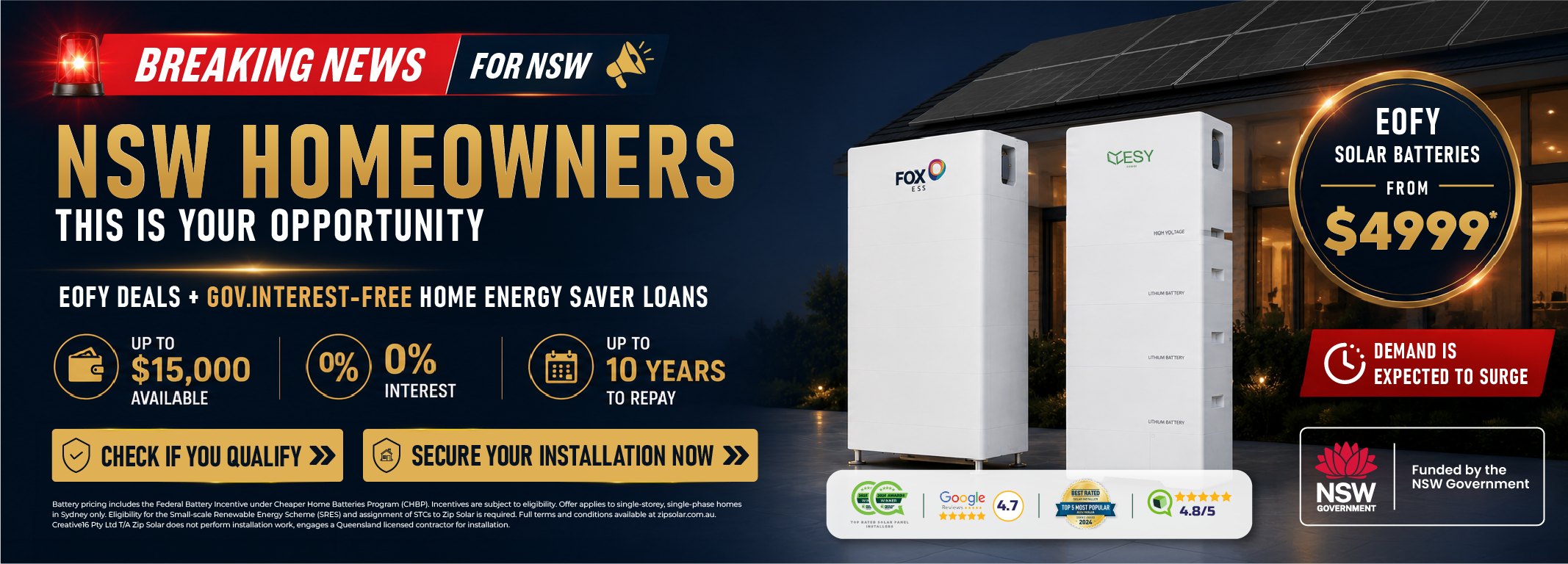 Solar panel system sale banner for queensland metro location