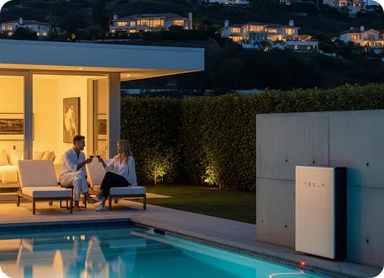 home powered by solar panels and battery storage