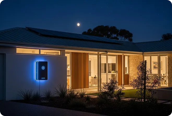 13.2kW solar system with battery storing energy for night use