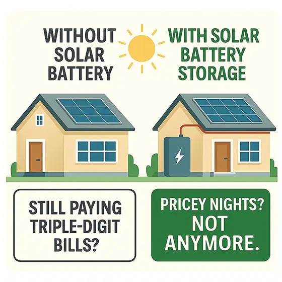 Power bill savings with solar battery