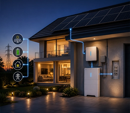 42kWh solar battery package providing maximum energy independence with rooftop solar and whole-home backup power.