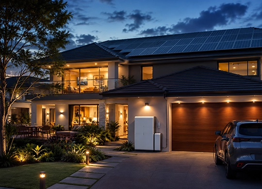 Large Australian home powered by a 42kWh solar battery package designed for high energy usage and electric vehicle charging.