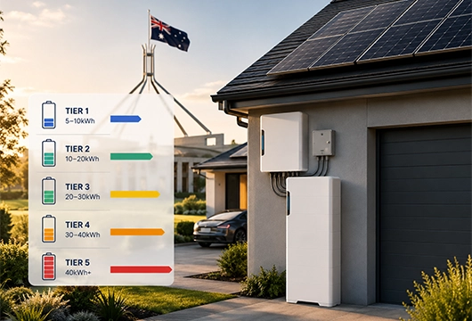 Residential solar battery installation showing battery capacity tiers and site considerations for Australian homes under the Federal Battery Incentive Program.
