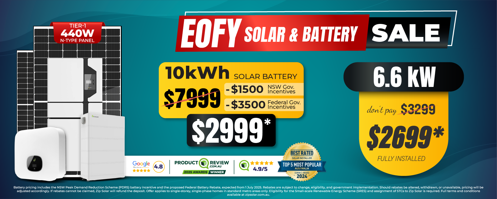6.6kw solar panel system sale banner for Australian location