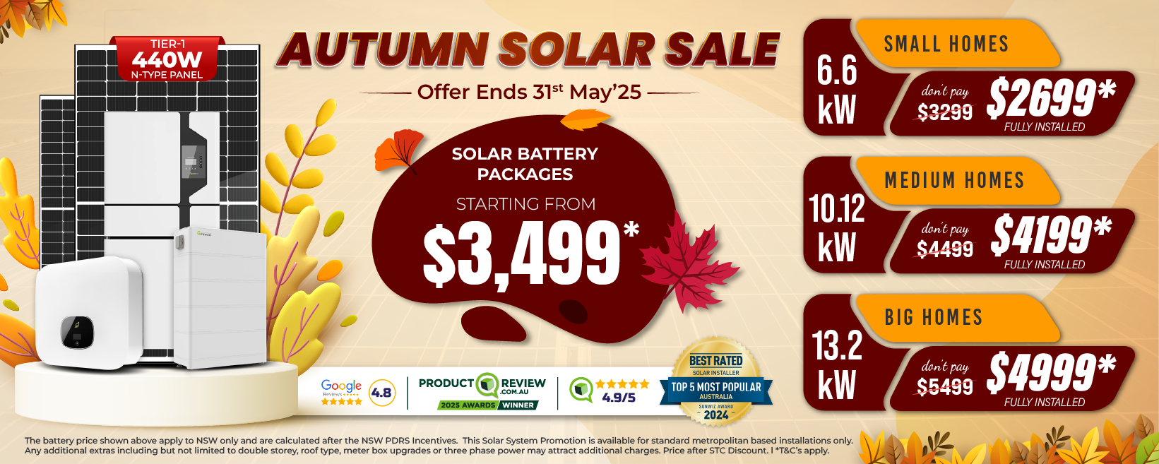 Solar panel system sale banner for Australia location